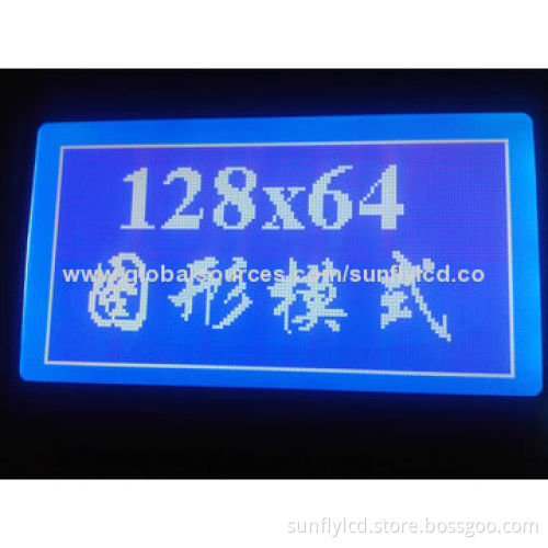 128x64 Graphic LCD Module Display, White Backlight, STN/Blue/Negative, 3.3V, LCD Display